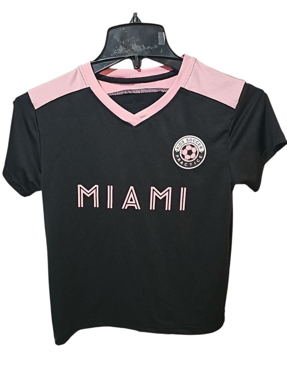 Kids Messi Miami Soccer Practice Jersey Black Pink Youth Approx Small